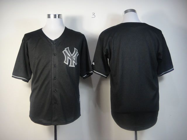 Men New York Yankees Blank Black MLB Jerseys->new york yankees->MLB Jersey